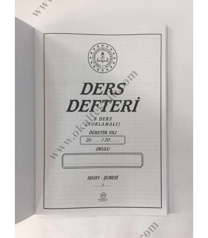 8 DERSLİ YOKLAMALI DERS DEFTERİ PLASTİK KAPAK