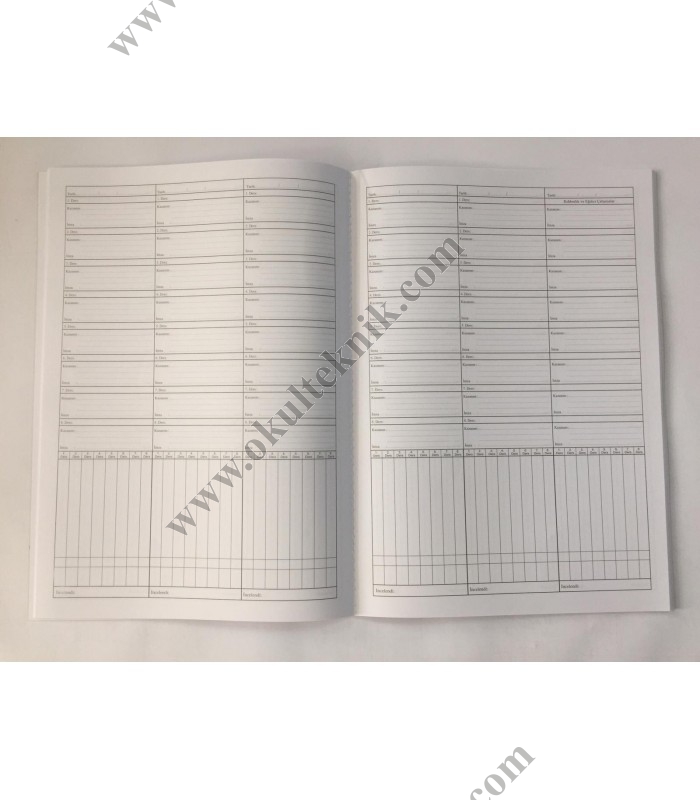 8 DERSLİ YOKLAMALI DERS DEFTERİ PLASTİK KAPAK