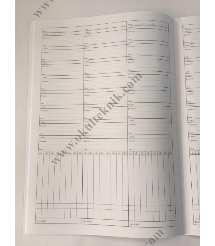 8 DERSLİ YOKLAMALI DERS DEFTERİ PLASTİK KAPAK