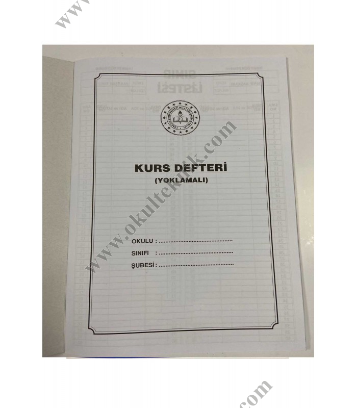 KURS DEFTERİ 8 DERSLİ YOKLAMA FİŞLİ 31X22 CM