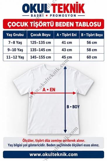 Ay Yıldızlı Çocuk Tişörtü | %100 Pamuklu | Okul Teknik