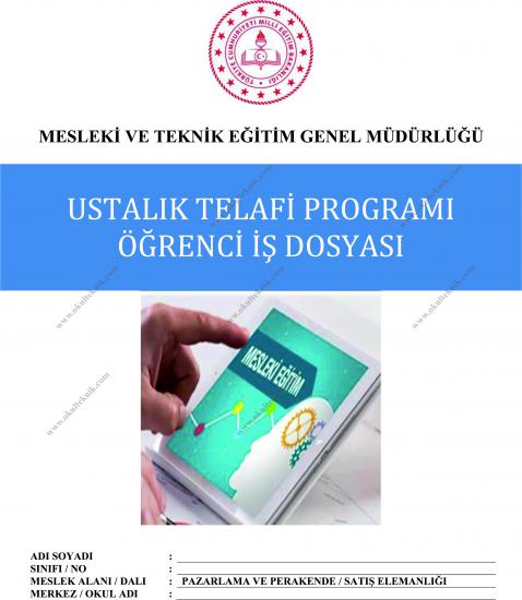 USTALIK TELAFİ PROGRAMI ÖĞRENCİ DOSYASI (Kapak ve İç Sayfalar Alan / Dala Özel)